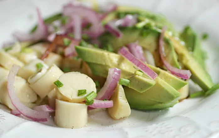 Avocado Red Onion and Hearts of Palm Salad