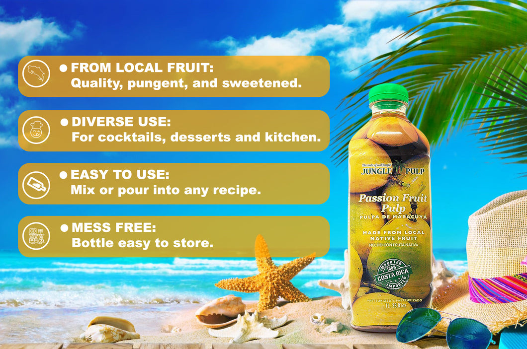 Jungle Pulp PASSION FRUIT Puree Mix from Costa Rica 1 lt